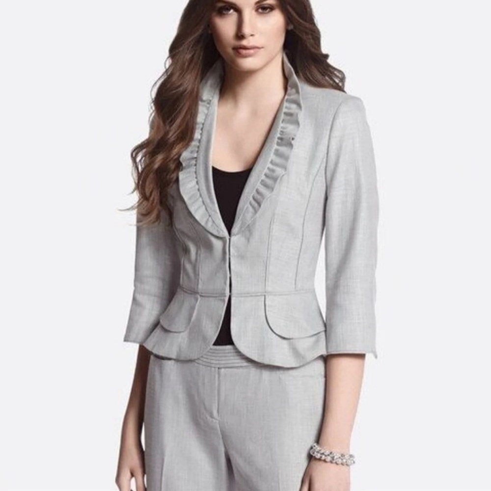 NWOT WHBM Gray Linen Blend Jacket Sz 8